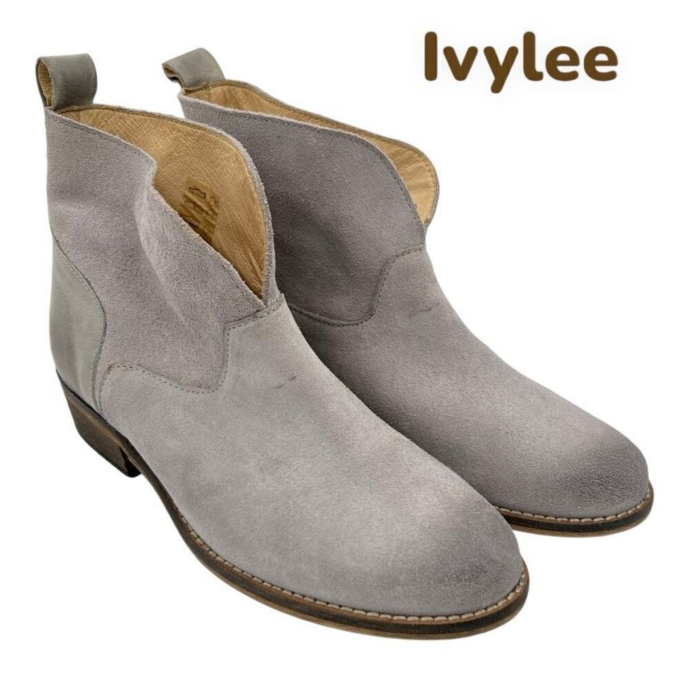 Ivylee Women's Round Toe Suede Copenhagen Ankle Boots Light Gray Size 36